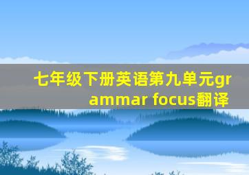 七年级下册英语第九单元grammar focus翻译